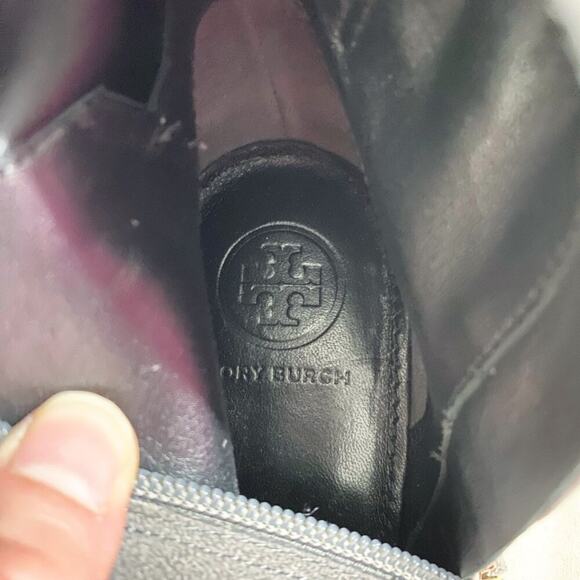 NWOB Tory Burch Gray Suede Over the Knee Boots Women's Sz 7 Side Zip Bow Detail - Picture 8 of 12